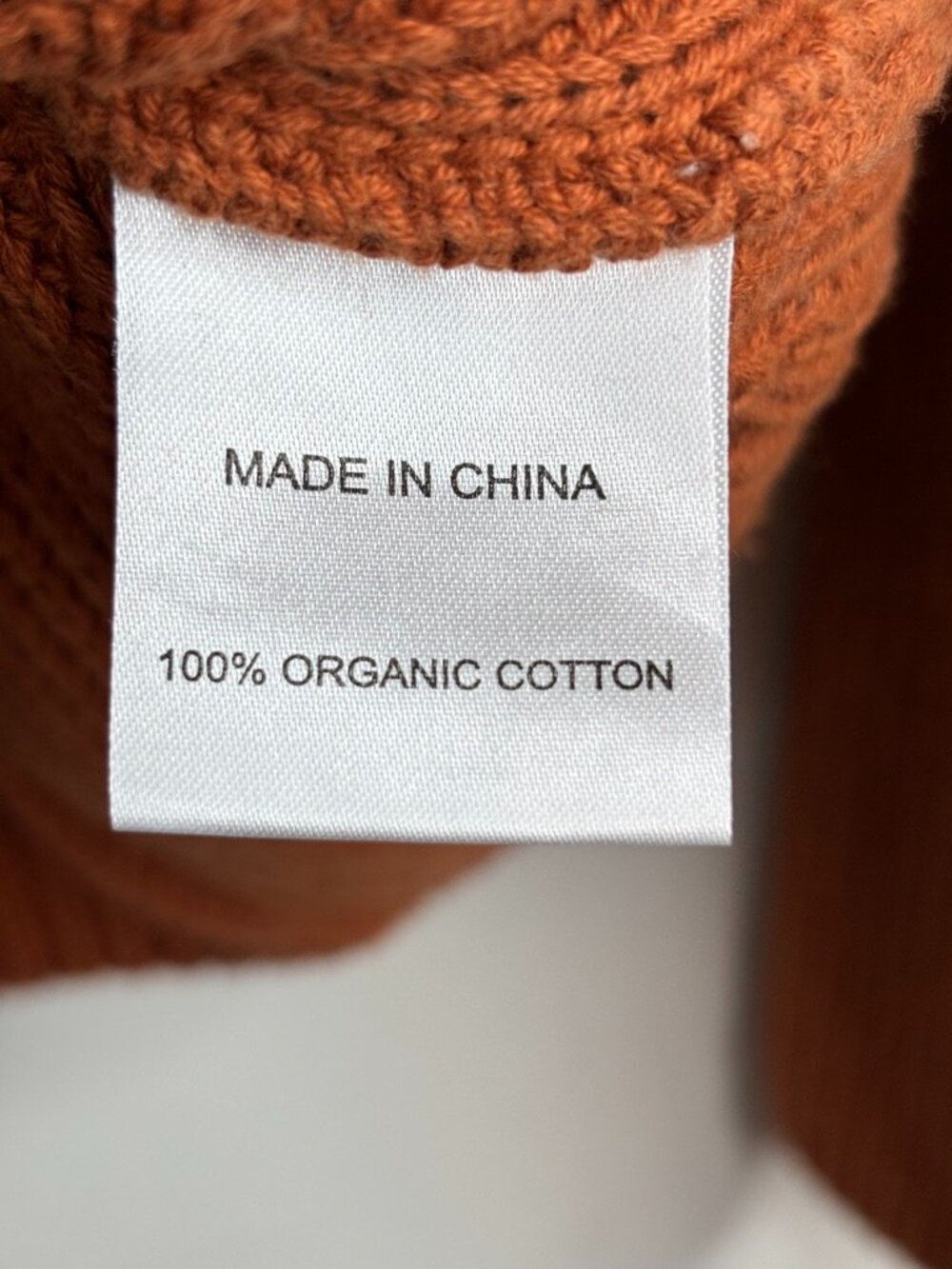 Quince 100% Organic Cotton Fisherman Crew Neck Sweater S Rust Brown Ribbed Knit - Picture 6 of 9